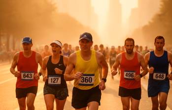 Corredores enfrentan temperaturas cada vez más altas en las principales maratones del mundo, una consecuencia directa del cambio climático. FOTO creada con inteligencia artificial  Corredores enfrentan temperaturas cada vez más altas en las principales maratones del mundo, una consecuencia directa del cambio climático. FOTO creada con inteligencia artificial