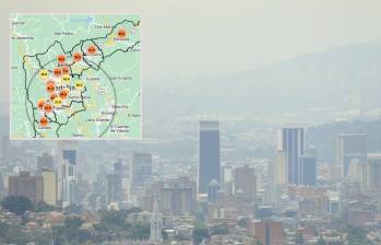 Calidad del aire esta mañana en la ciudad de Medellín. FOTO: Siata y Jaime Pérez