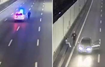 La mujer fue sorprendida por la Policía de Madrid mientras conducía en sentido contrario por uno de los túneles de la ciudad española. FOTO: CAPTURA DE VIDEO