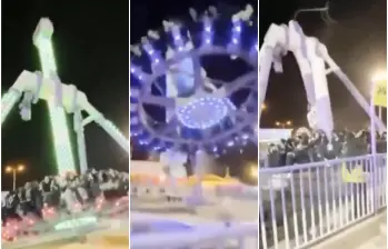 Secuencia de como la atracción mecánica se desplomó en Arabia Saudita. FOTO: Captura video redes sociales