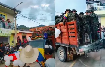 Disidencias de las Farc paralizaron a dos municipios del Huila en plena luz del día homenajeando a un explosivista abatido por la Policía. Fotos: Captura videos redes sociales