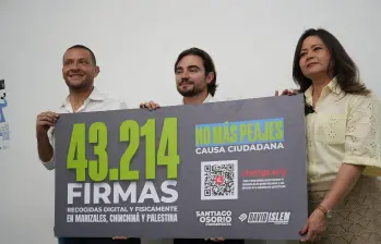 El representante Santiago Osorio y la ministra Rojas participaron en el foro sobre los peajes que afectan la movilidad en Caldas. FOTO: REDES SOCIALES