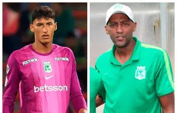 Kevin y Edgar Cataño, uno de los casos de padre e hijo en Atlético Nacional. FOTOS CAMILO SUÁREZ Y CORTESÍA