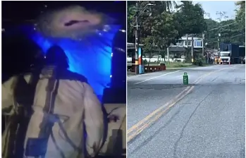 El vehículo quedó con múltiples impactos de bala en su parabrisas. La vía fue cerrada desde la noche del pasado miércoles. FOTOS: Cortesía Denuncias Antioquia y Gobernación