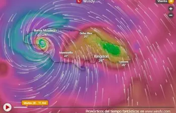 El huracán Melissa arrastra vientos de 280 km/h en el Atlántico. FOTO: Tomada de Windy El huracán Melissa arrastra vientos de 280 km/h en el Atlántico. FOTO: Tomada de Windy