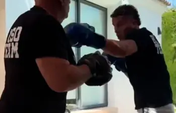 Una de las imágenes del video de Nelson Deossa entrenando boxeo. FOTO PANTALLAZO DEL VIDEO DE X