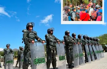 Así se ve el grupo antidisturbios del Ejército. En lo que va del año se han registrado 28 asonadas. FOTO CORTESÍA