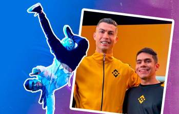 Sebastián, junto a su ídolo Cristiano Ronaldo. FOTO Y DISEÑO MANUEL SALDARRIAGA Y JUAN CAMILO OSPINA