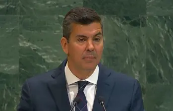 El presidente de Paraguay, Santiago Peña, se refirió a la violencia política en América durante su intervención en la Asamblea General de la ONU este 24 de septiembre. FOTO: ONU
