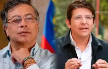 El presidente Gustavo Petro y el senador y precandidato presidencial, Miguel Uribe Turbay. FOTO CORTESÍA Y ARCHIVO