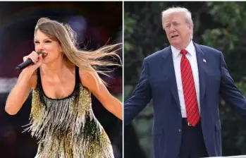 El presidente Donald Trump comentó la noticia del compromiso de Taylor Swift durante una reunión ante la prensa en la Casa Blanca. FOTO: GETTY 