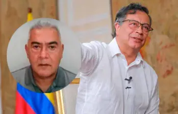 El presidente de Colombia, Gustavo Petro, y en el círculo Diego Marín Buitrago (“Papá Pitufo”). FOTOS: CORTESÍA.