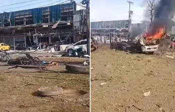 El atentado terrorista se perpetró al norte de Cali en horas de la tarde del 21 de agosto de 2025. FOTO: CAPTURA DE VIDEO