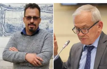 Óscar Iván Muñoz y el prófugo Carlos Ramón González, señalado por el caso de corrupción de la Ungrd. FOTO: COLPRENSA