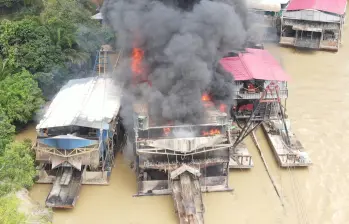 Golpe a la minería ilegal en el Bajo Cauca. Foto: Policía Nacional