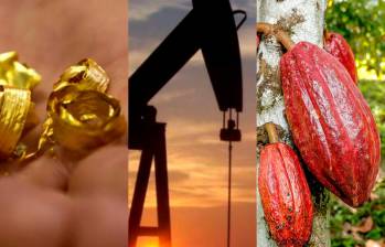 El oro, el barril de petróleo y el cacao cuentan con buenos precios en el mercado actualmente. FOTO: AFP y El Colombiano