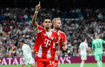 Luis Díaz y su festejo tras el gol que le marcó al Real Madrid en la Champions. FOTO @FCBayern