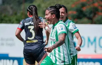 Manuela González abrió el camino de la victoria para Atlético Nacional, ante Santa Fe, en el estadio de Ditaires. FOTO CORTESÍA NACIONAL 