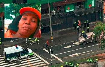 Flor María Mosquera (detalle) se encontraba barriendo las calles cuando ocurrió el tiroteo contra John Jairo Mazo Paniagua. Ambos fallecieron. FOTO: CORTESÍA