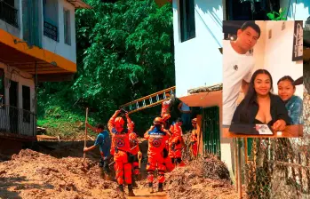 Los organismos de socorro continúan atendiendo la emergencia en la vereda La Doctora, de Sabaneta, que dejó cinco víctimas, entre ellas tres de una misma familia (detalle): Deiby Roqueme Mendoza, de 39 años; su esposa Liz Patricia Luna Hernández, de 31, y su hija Natalia Lucía Roqueme Luna, de 12 años. También murieron María Elena Montoya de Cardona, de 78 años, y su hijo William de Jesús Cardona Montoya, de 60 años. FOTO: CAMILO SUÁREZ Y CORTESÍA