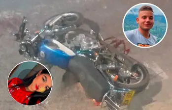 A Yuri Alejandra Pineda Cabueñas (detalle, izquierda), de 19 años, la asesinaron de 16 puñaladas sobre esta moto en el barrio Eduardo Santos. Horas más tarde apareció muerto en el barrio San Michel el presunto victimario, Luis Miguel Zapata Ossa (detalle, derecha), de 21 años. FOTOS: CORTESÍA A Yuri Alejandra Pineda Cabueñas (detalle, izquierda), de 19 años, la asesinaron de 16 puñaladas sobre esta moto en el barrio Eduardo Santos. Horas más tarde apareció muerto en el barrio San Michel el presunto victimario, Luis Miguel Zapata Ossa (detalle, derecha), de 21 años. FOTOS: CORTESÍA