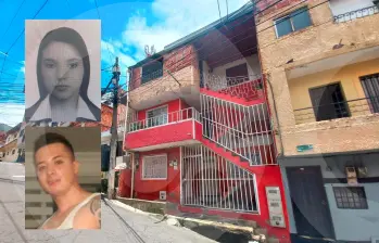 En el tercer piso de esta vivienda del barrio Pérez, de Bello, ocurrió el asesinato de Katerin Lizeth Casas Rodas (arriba), de 33 años, y la posterior muerte de Sebastián Fernández Salas (abajo), de 34, quienes vivían en unión libre en esta propiedad desde hace un año. FOTO: MAURICIO PALACIO