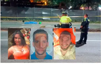 Nayari Oxsari Briceño Briceño (izquierda), de 45 años, era la pasajera de una de las motos implicadas en el grave accidente que dejó tres muertos. Las otras dos víctimas fueron Henry Quintero Valderrama (centro), de 42 años, y Guillermo Andrés Muñoz Cortés (derecha), de 36, quienes eran primos. FOTOS: CORTESÍA