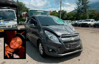 Este era el vehículo conducido por Diego Armando Castañeda Carvajal, de 26 años, que le provocó la muerte a Julián Andrés Carvajal Monzón (detalle), de 28 años, quien estaba trabajando en las reparaciones del metro en El Poblado. FOTOS: CORTESÍA Este era el vehículo conducido por Diego Armando Castañeda Carvajal, de 26 años, que le provocó la muerte a Julián Andrés Carvajal Monzón (detalle), de 28 años, quien estaba trabajando en las reparaciones del metro en El Poblado. FOTOS: CORTESÍA
