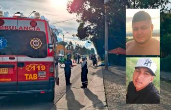 Como Cristian Rodríguez García (arriba) y Alexander Meneses (abajo) fueron identificadas las víctimas del doble homicidio de este sábado en la autopista Medellín-Bogotá. FOTOS: CORTESÍA