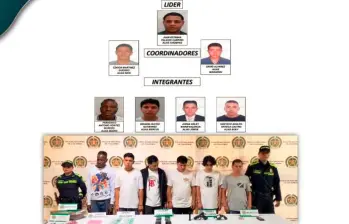 Las autoridades presentaron el organigrama de esta organización, además de la captura de los seis presuntos integrantes en los operativos realizados en Medellín y Bello. FOTO: CORTESÍA