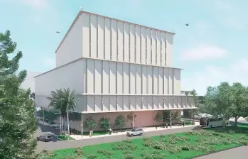 Este es el diseño del edificio del C5, que estará en el sector de Barrio Triste, en el centro de Medellín. La ubicación es privilegiada para la pronta reacción ante cualquier situación. FOTO: CORTESÍA