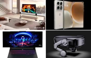 El televisor inhalámbrivo más delgado, el celular plegable que parece un libro, la pantalla que se extiende y el robot limpiador que sube escaleras, más novedades del CES 2026. FOTOS Europa Press y cortesía