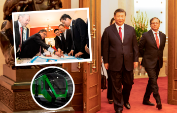 Previo a su encuentro con Xi Jinping en el Gran Salón del Pueblo, la sede del gobierno chino, Petro se reunió con miembros del consorcio a cargo del metro para hacer modificaciones: “Técnicamente es posible y jurídicamente también”, dijo. FOTOS PRESIDENCIA