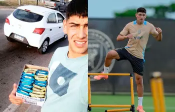 El volante argentino Lautaro Rivero vendía alfajores en las calles antes de su debut como profesional con Central Córdoba en junio de 2024. Ahora está en la Selección Argentina de mayores. Fotos: Tomada de Instagram de @LautaroRivero y el de @SpiderCarp23