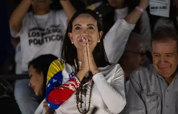 María Corina Machado, en uno de sus últimos actos públicos en Venezuela, en 2024. FOTO: GETTY