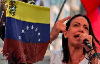 María Corina Machado, candidata presidencial inelegible por inhabilitación del régimen de Maduro. FOTO: AFP.