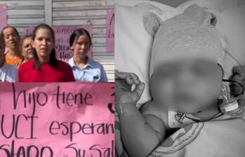 Su madre había realizado una protesta por la falta de respuesta de la Nueva EPS para el traslado de su hijo. Lastimosamente, esta llegó muy tarde. Foto: Redes sociales @AlcaldiadeBosconia