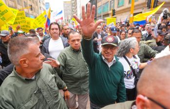 El presidente, Gustavo Petro, durante la marcha del Primero de Mayo en Bogotá. Foto: Presidencia de la República.