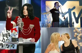 Michael Jackson, Aterciopelados y Madonna y Britney Spears en uno de los momentos icónicos de los Premios MTV. FOTOS Archivo EL COLOMBIANO