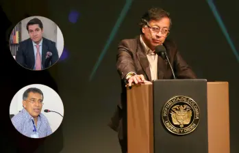 Conjueces: Arriba, Majer Abushihab, abajo, Jorge Iván Acuña Arrieta y el presidente Gustavo Petro. Foto: Colprensa, redes sociales y captura de video