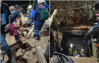 Las labores en el sitio se concentran en garantizar la seguridad de los rescatistas y en lograr la recuperación de los mineros atrapados. Foto: Agencia Nacional de Minería