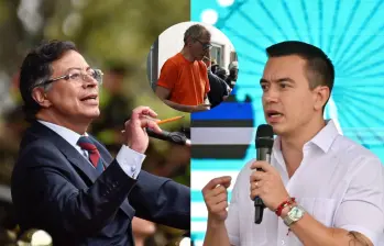 A la izquierda, el presidente de Colombia, Gustavo Petro; a la derecha, el presidente de Ecuador, Daniel Noboa; en el centro, Jorge Glas, exvicepresidente de Ecuador. FOTOS: COLPRENSA, AFP Y REDES SOCIALES/X DE DANIEL NOBOA