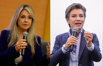 Vicky Dávila, directora de la revista Semana, y Claudia López, exalcaldesa de Bogotá, discuten por rumores de guiños a la campaña presidencial. FOTO: Colprensa