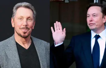 Larry Ellison, cofundador de Oracle; y Elon Musk, dueño de Tesla, SpaceX y la red social X. Foto: Getty