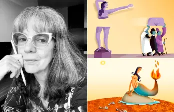 Elena Ospina y algunas de sus ilustraciones. FOTOS Cortesía @elenaospina
