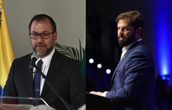 El presidente de Chile, Gabriel Boric (derecha) rechazó las declaraciones del canciller de Venezuela, Yván Gil, (izquierda) sobre el Tren de Aragua. FOTO: Tomada de X (@yvangil @GabrielBoric)