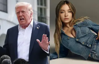 Trump aseguró que le parecía “fantástico” que Sydney Sweeney fuera republicana. FOTO Getty y American Eagle