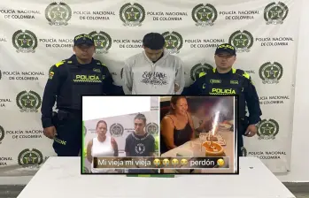 Atrás, alias Bola, capturado por la Policía. Adelante, el mensaje que puso en sus redes el día que su madre y su hermano fueron detenidos. FOTO: Cortesía.