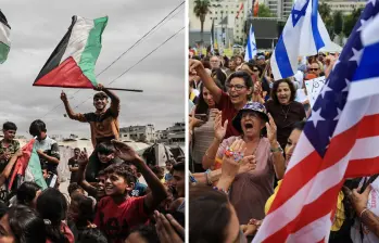 Israel y Palestina celebran con alegría la firma del acuerdo por la paz (fase 1) que fue planteado por Estados Unidos. FOTOS: GETTY 