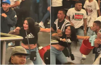Las autoridades trabajan para identificar y posteriormente judicializar a la mujer armada señalada de comenzar la trifulca en el Movistar Arena. FOTO: Captura video redes sociales